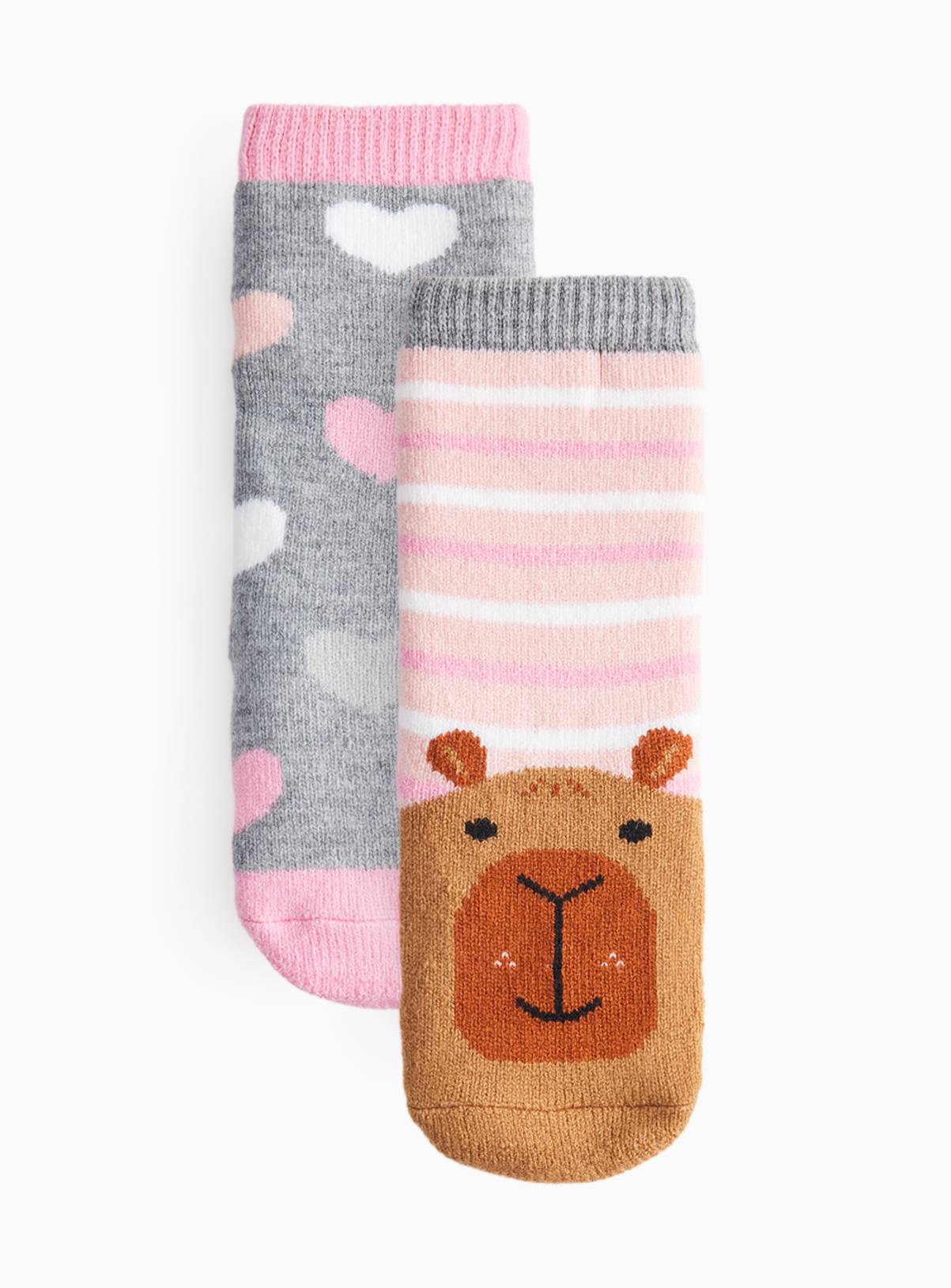 Grey & Pink Capybara Thermal Socks 2 Pack 12.5-3.5 - Image 1